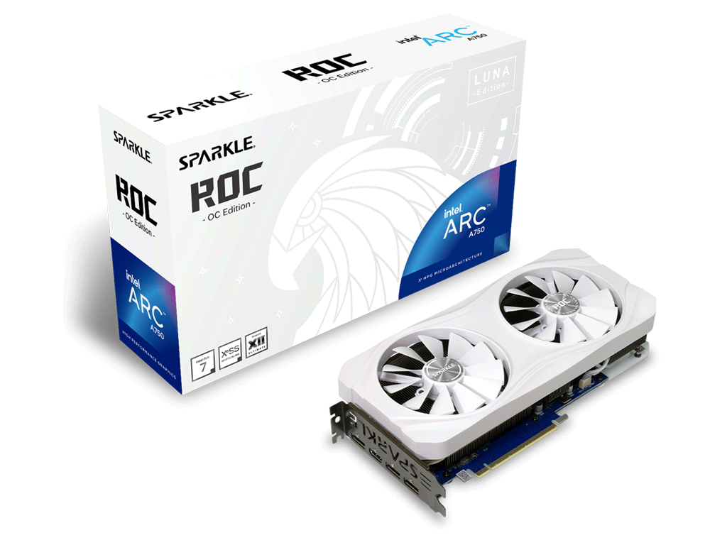 Grafična kartica Intel ARC A750 ROC Luna OC Edition, 8GB GDDR6, PCIe 4.0 x16, 3xDP, 1xHDMI, Sparkle