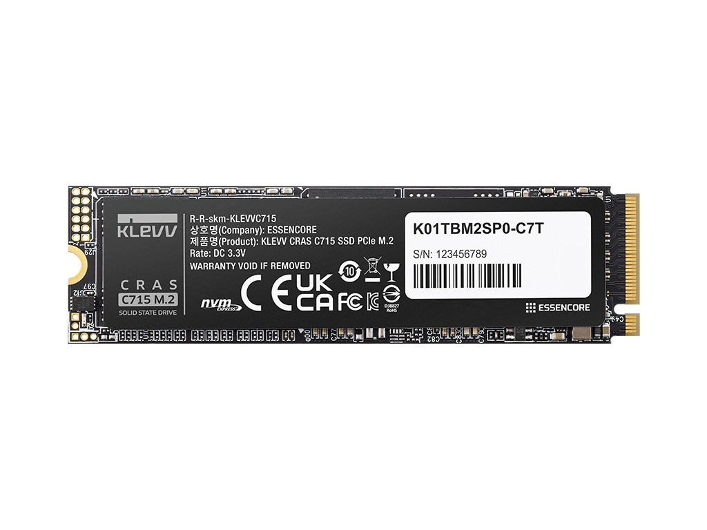 SSD 1TB M.2 80mm PCI-e 3.0 x4 NVMe, 3D TLC, Klevv Cras C715 (K01TBM2SP0-C7T)
