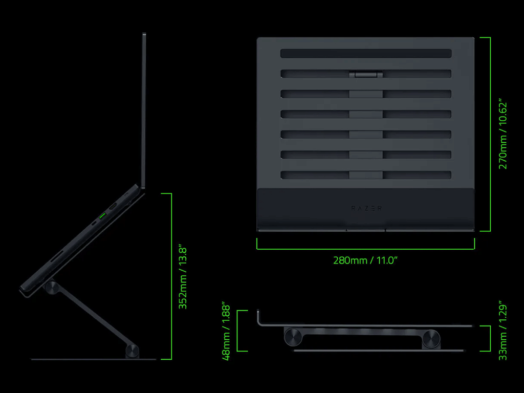 Stojalo za prenosnik Razer Adjustable Laptop Stand, do 18'', črno
