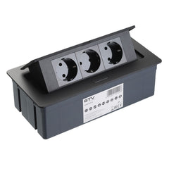 Vgradna vtičnica SOFT GTV | gumb za pult, mizo | 3x vtičnica | Črna