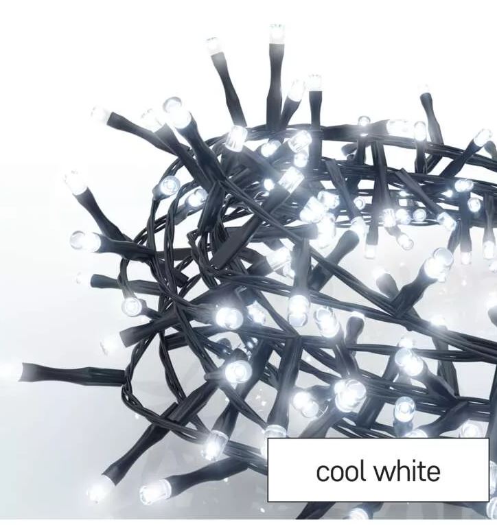 LED božična veriga – jež, 12 m, zunanja in notranja, hladna bela, časovnik