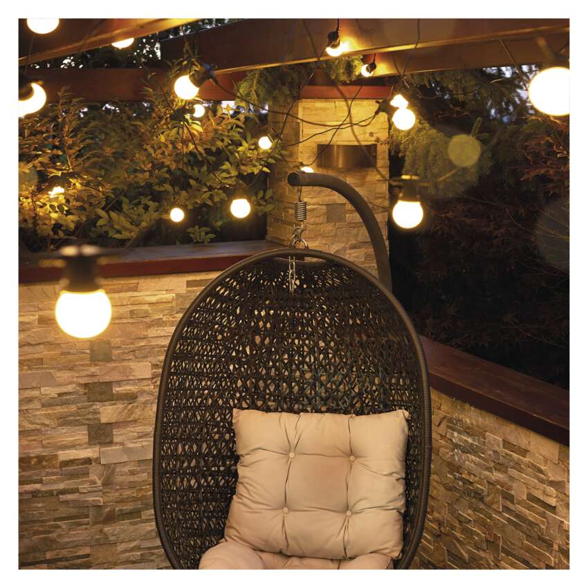 LED svetlobna veriga – 10x party lučke mlečne, 5 m, zunanja in notranja, topla bela