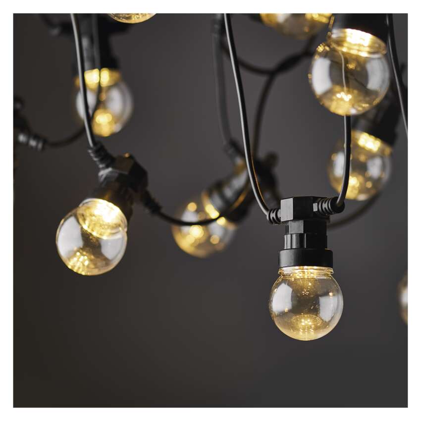 LED svetlobna veriga – 10x party lučke prozorne, 5 m, zunanja in notranja, topla bela