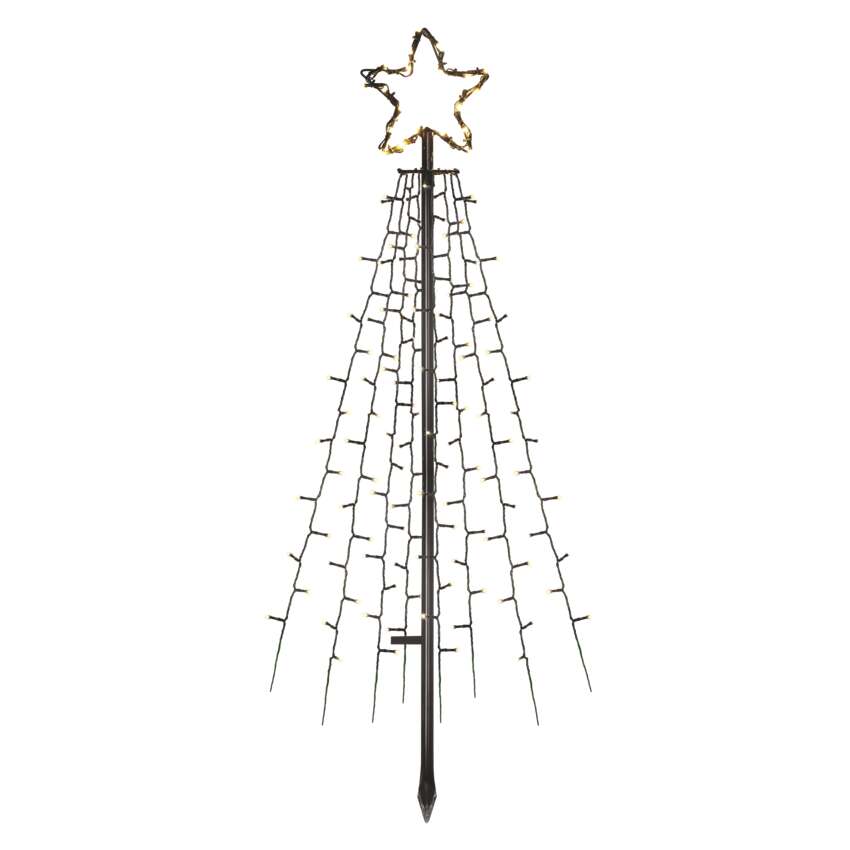 LED božična jelka kovinska, 180 cm, zunanja in notranja, topla bela, časovnik