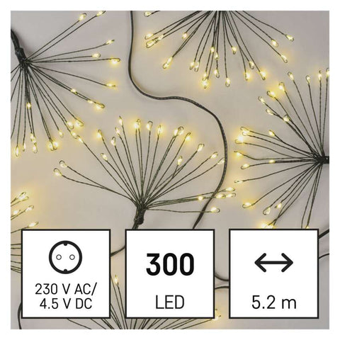 LED svetlobna veriga – svetleče cvetlice, nano, 5,2 m, notranja, topla bela, časovnik