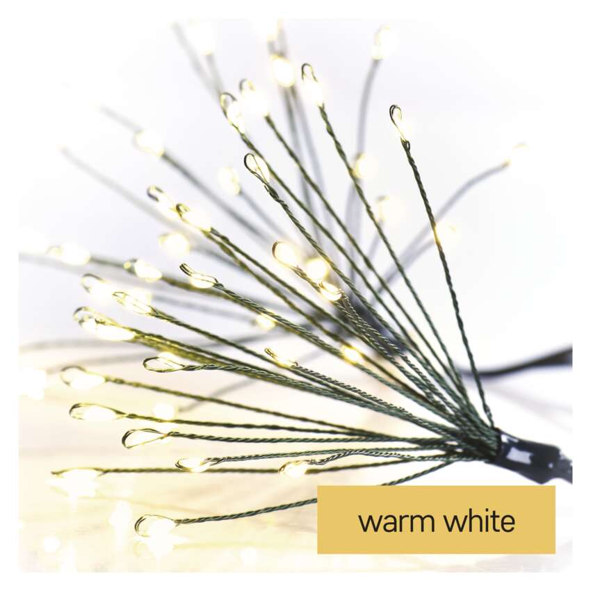 LED svetlobna veriga – svetleče cvetlice, nano, 5,2 m, notranja, topla bela, časovnik