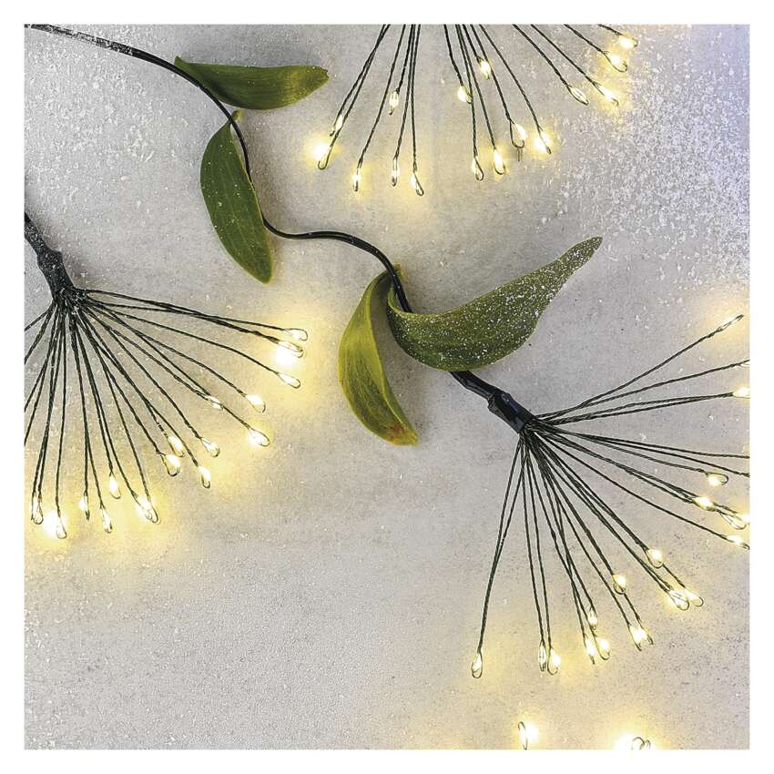 LED svetlobna veriga – svetleče cvetlice, nano, 5,2 m, notranja, topla bela, časovnik