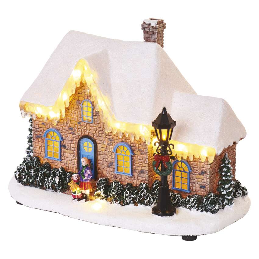 LED božična hiška, 20,5 cm, 3x AA, notranja, topla bela