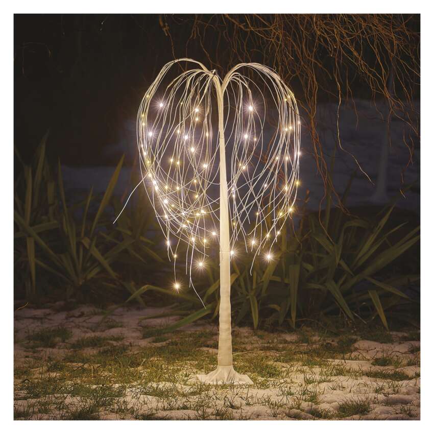 LED svetleča jelka, 120 cm, 3x AA, zunanja in notranja, topla bela