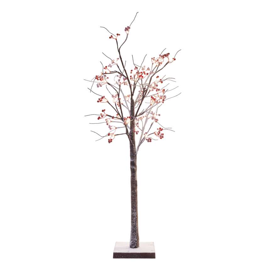 LED svetleče drevo z jagodami, 120 cm, zunanje in notranje, topla bela, časovnik