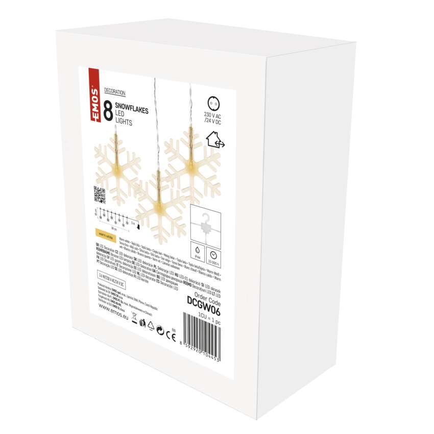 LED božični zastor – snežinke, 84 cm, notranji, topla bela