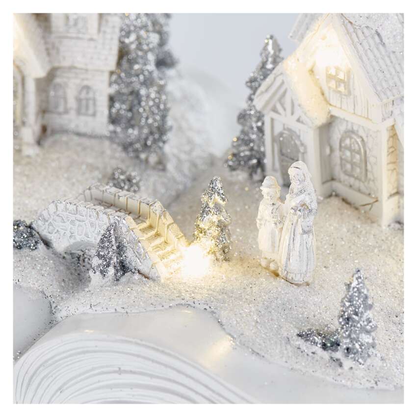 LED božična vasica – knjiga, 12,5 cm, 3× AA, notranja, topla bela