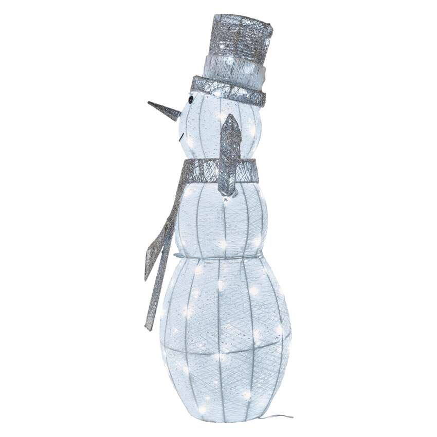 LED božični snežak iz trstike, 82 cm, notranji, hladna bela, časovnik
