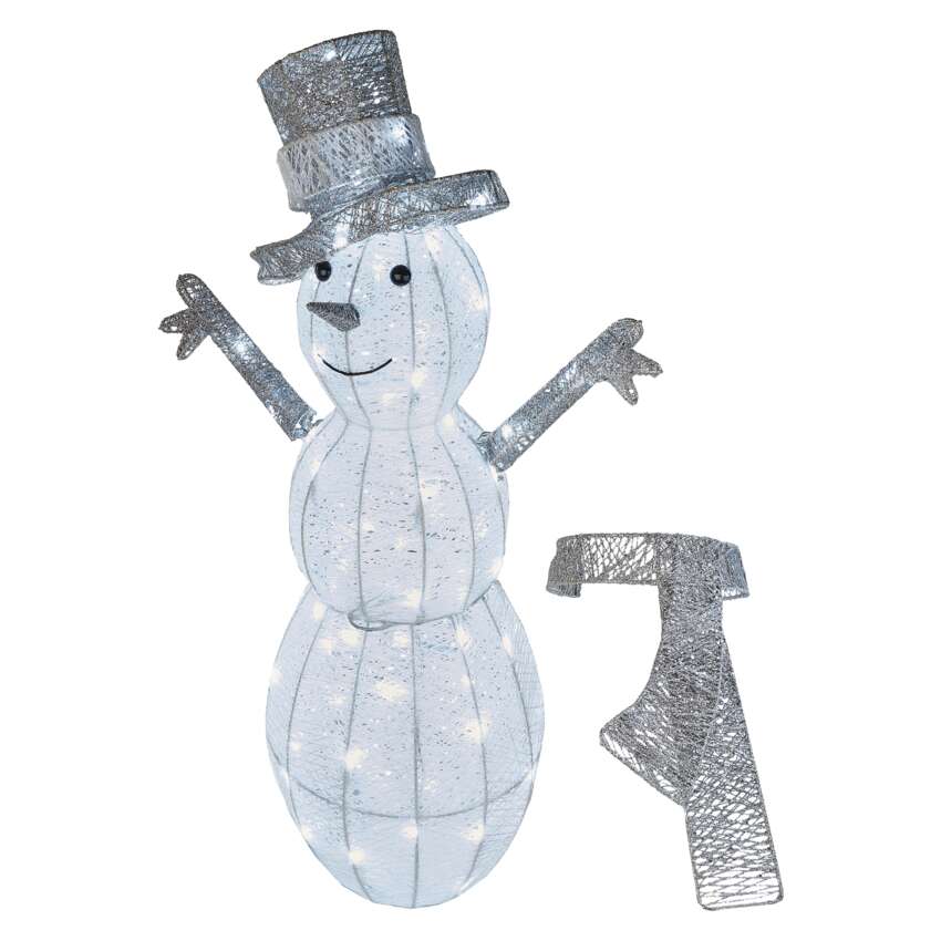 LED božični snežak iz trstike, 82 cm, notranji, hladna bela, časovnik