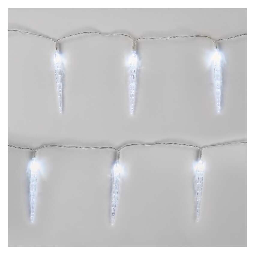 LED božična girlanda – 10x ledena sveča, 1,35 m,  2x AA, notranja, hladna bela, časovnik