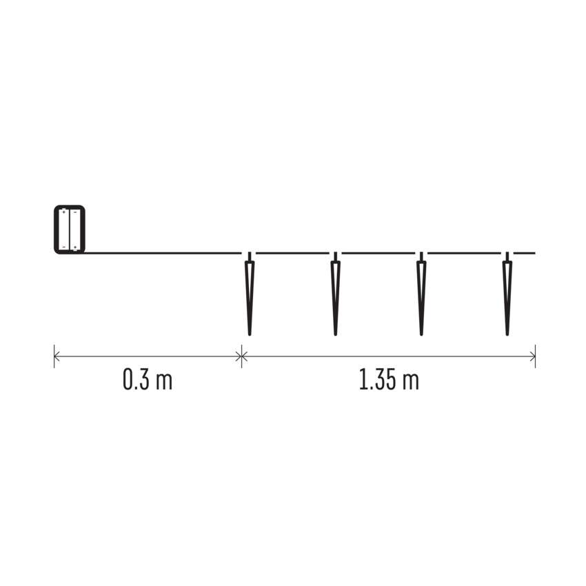 LED božična girlanda – 10x ledena sveča, 1,35 m,  2x AA, notranja, hladna bela, časovnik