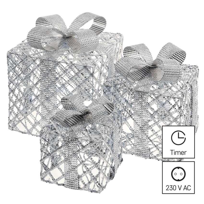 LED darila, 3 velikosti, notranja, hladna bela, časovnik