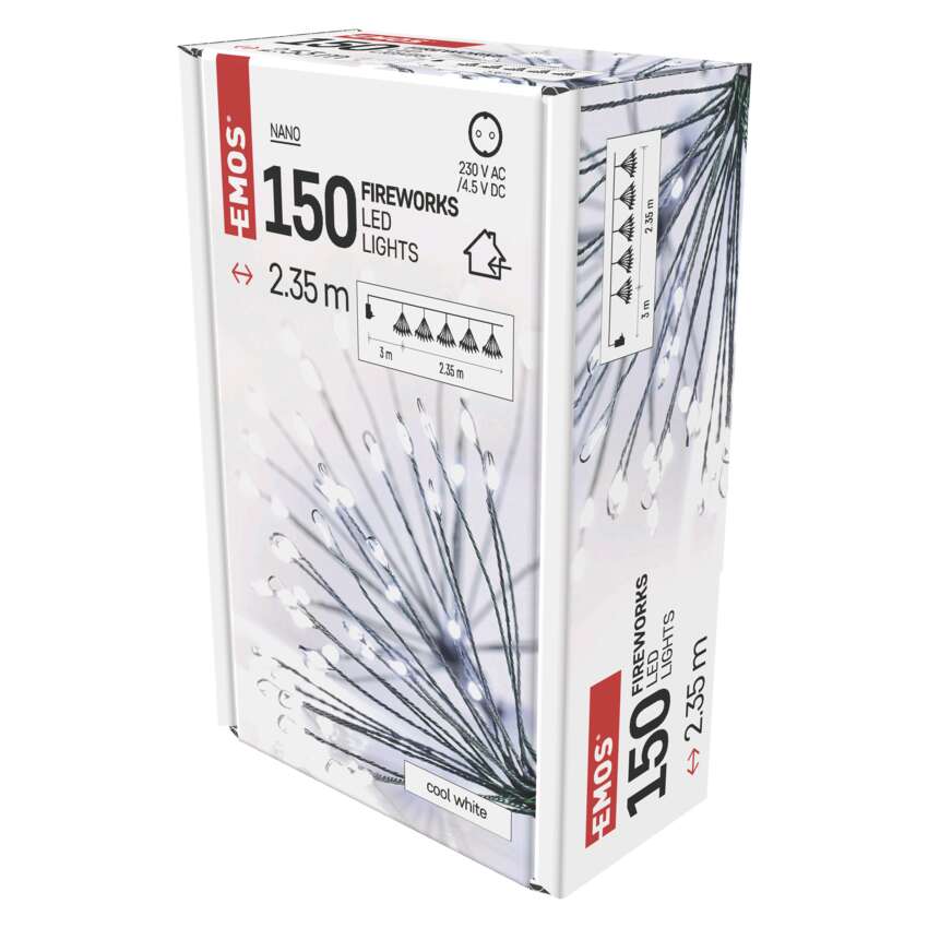 LED svetlobna veriga – svetleče cvetlice, nano, 2,35 m, notranja, hladna bela, časovnik