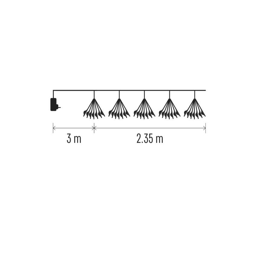 LED svetlobna veriga – svetleče cvetlice, nano, 2,35 m, notranja, hladna bela, časovnik