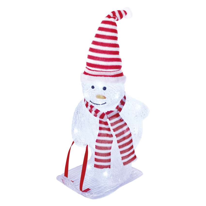 LED božični snežak s kapo in šalom, 46 cm, zunanji in notranji, hladna bela