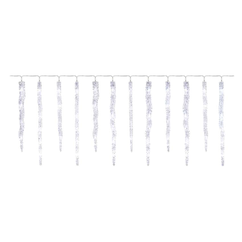 LED božična girlanda – ledene sveče, 12 kosov, 3,6 m, zunanja in notranja, hladna bela