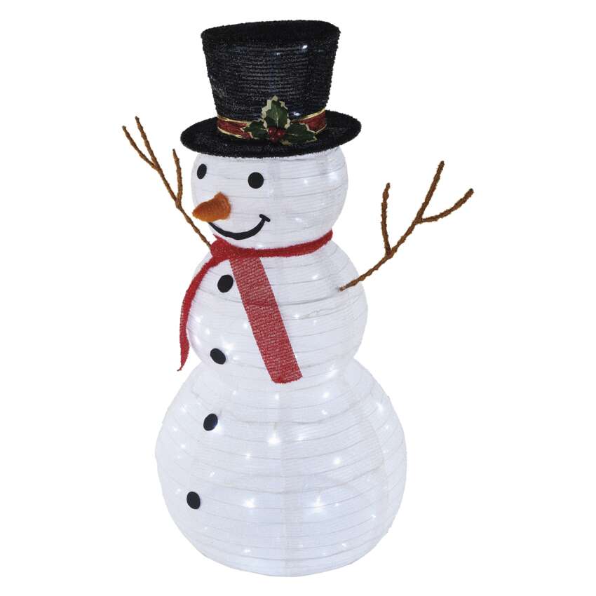 LED zložljiv snežak, 90 cm, zunanji in notranji, hladna bela