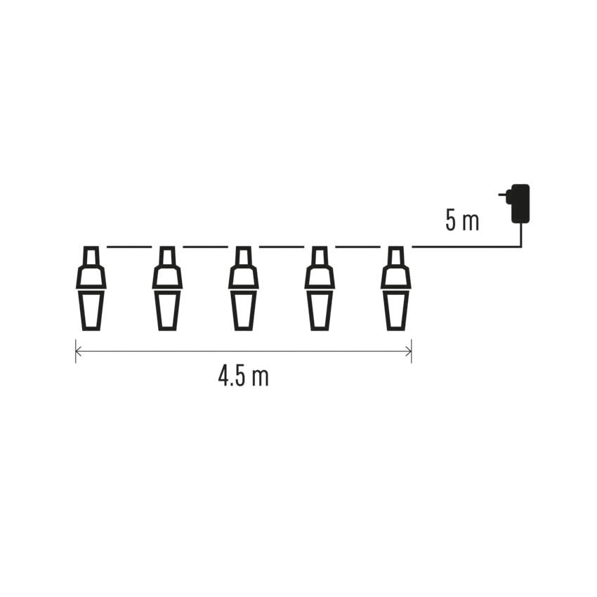 LED svetlobna veriga – 10x party lučke prozorne, 4,5 m, zunanja in notranja, hladna bela