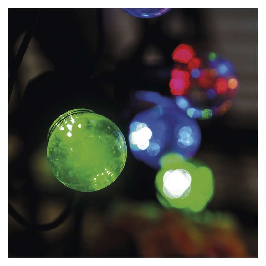 LED svetlobna veriga – 10x party lučke, 5 m, zunanja in notranja, večbarvne