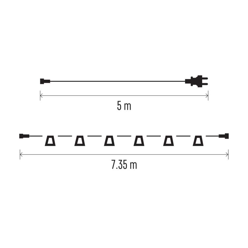 Povezovalna svetl. veriga za 10 žarnic E27 START SET, brez dovoda, 7,35 m, zun. in notr.