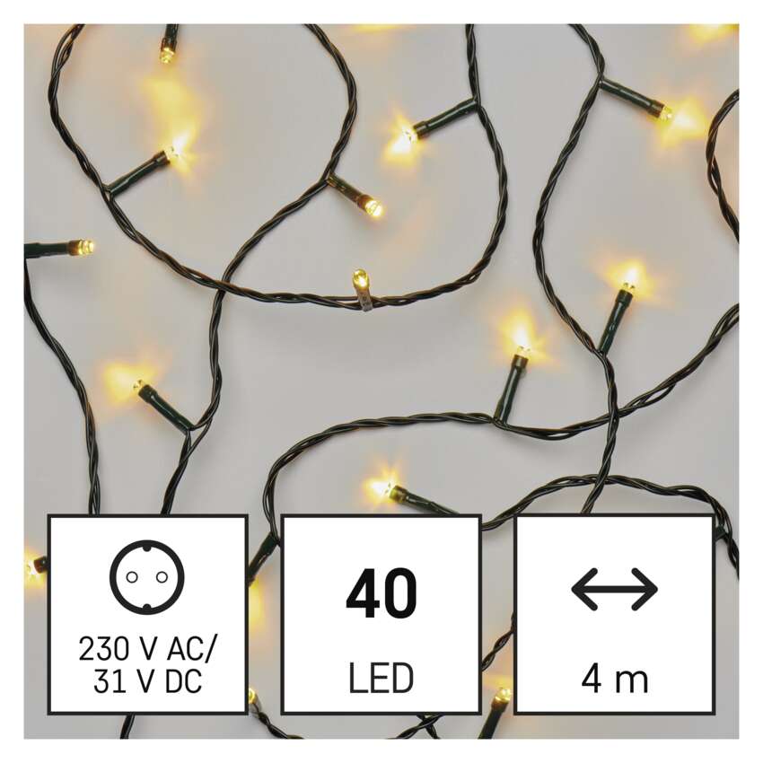 LED božična veriga, 4 m, zunanja in notranja, topla bela, časovnik