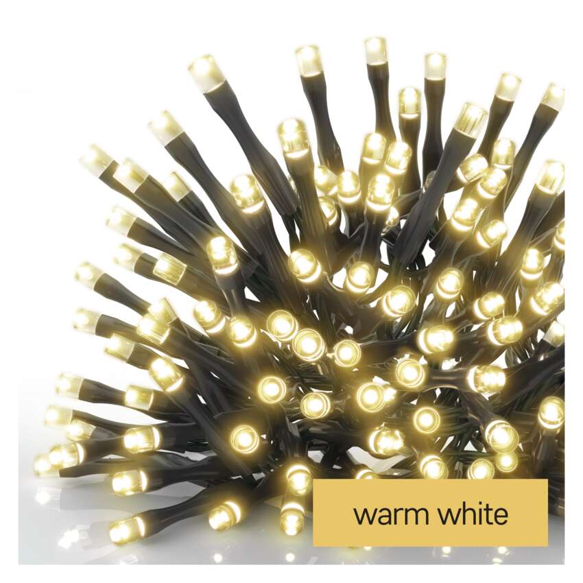 LED božična veriga, 8,4 m, 3x AA, zunanja in notranja, topla bela, časovnik