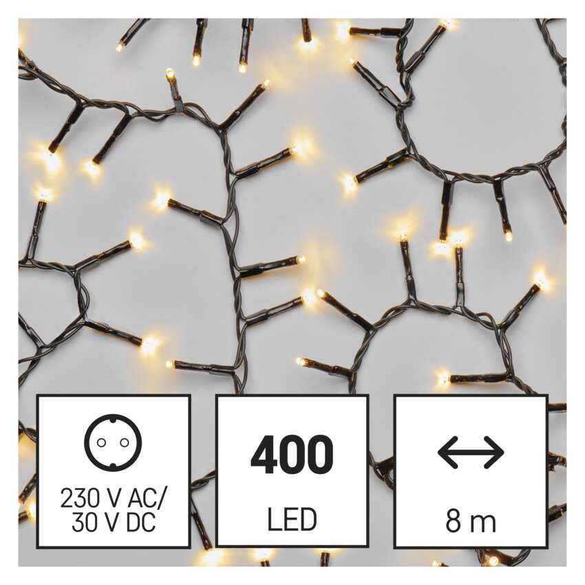 LED božična veriga – jež, 8 m, zunanja in notranja, topla bela, časovnik