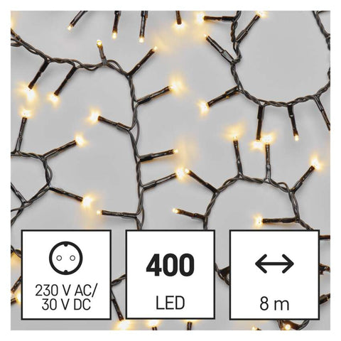 LED božična veriga – jež, 8 m, zunanja in notranja, topla bela, časovnik