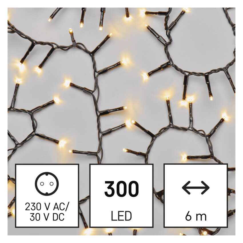 LED božična veriga – jež, 6 m, zunanja in notranja, topla bela, časovnik