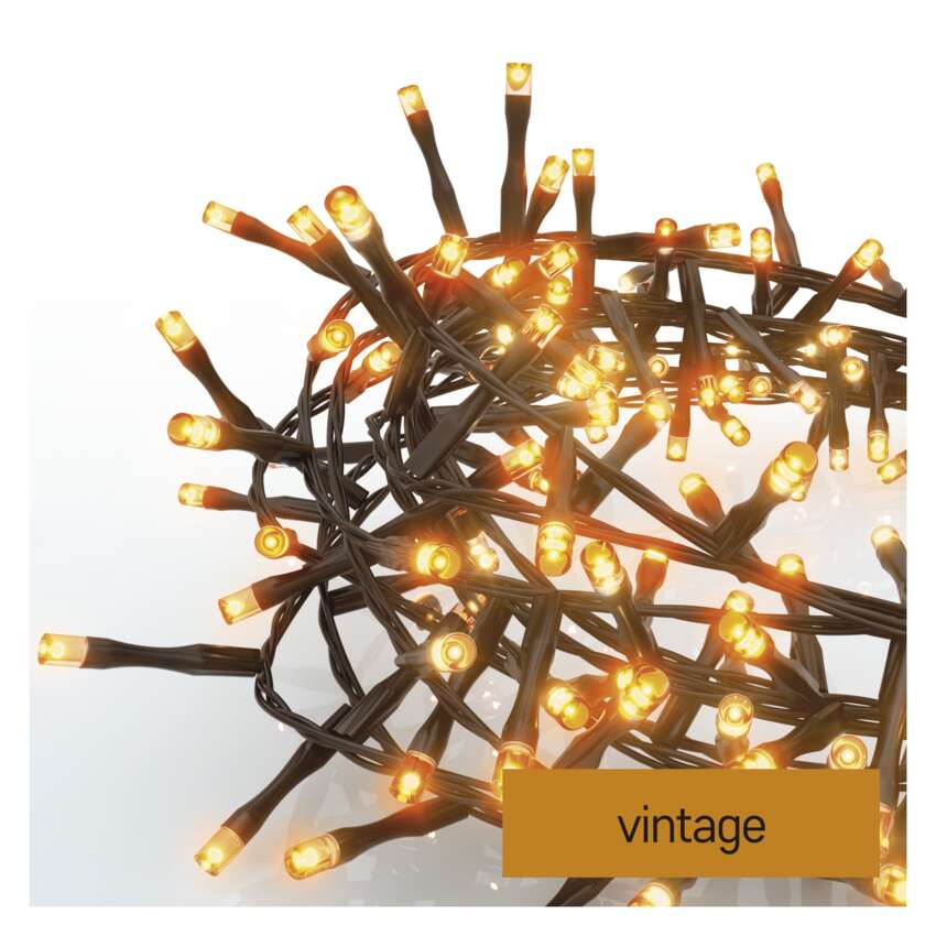 LED božična veriga – jež, 12 m, zunanja in notranja, vintage, časovnik