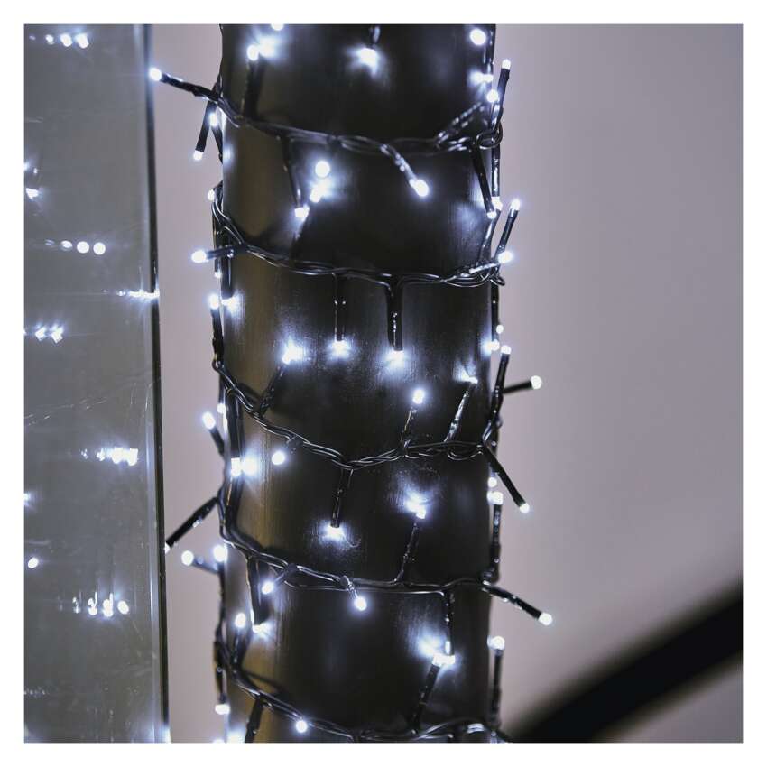 LED božična veriga – jež, 8 m, zunanja in notranja, hladna bela, časovnik