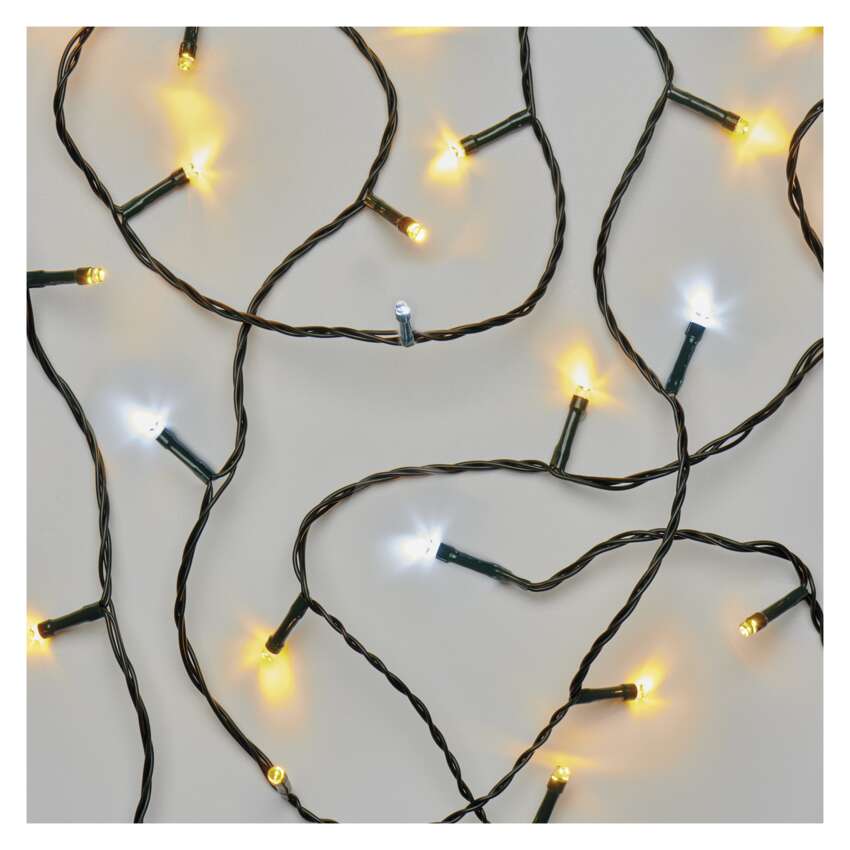 LED božična veriga utripajoča, 18 m, zunanja in notranja, topla/hladna bela, časovnik