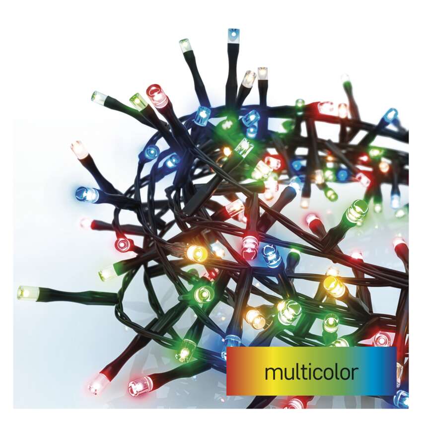 LED božična veriga – jež, 12 m, zunanja in notranja, večbarvna, časovnik