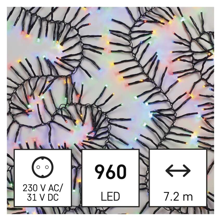 LED božična veriga – jež, 7,2 m, zunanja in notranja, večbarvna, programi