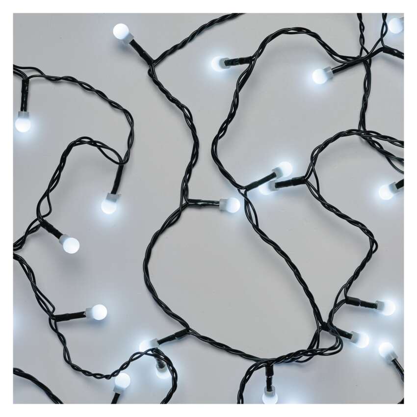 LED božična cherry veriga – kroglice, 20 m, zunanja in notranja, hladna bela, programi