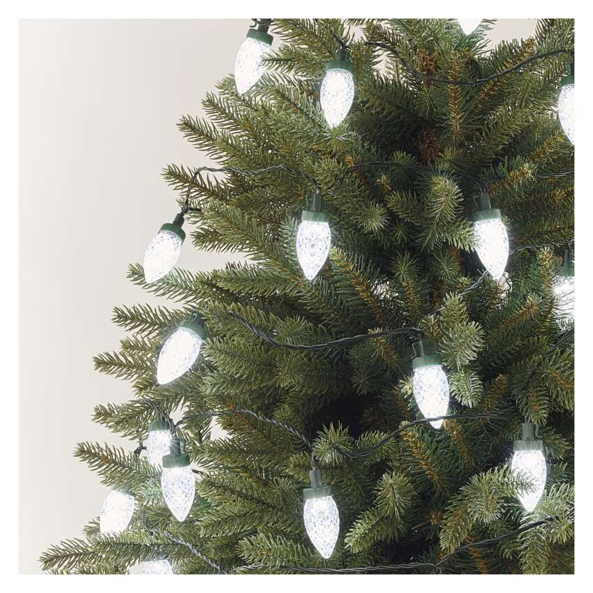 LED božična veriga – storžki, 9,8 m, zunanja in notranja, hladna bela, programi