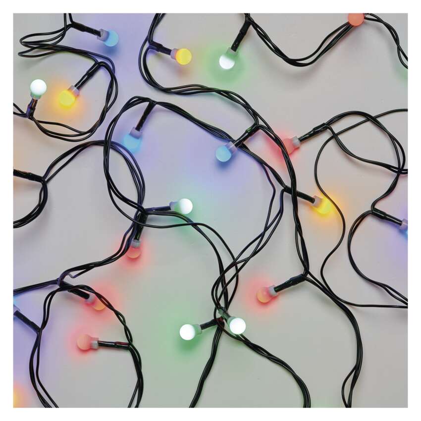 LED božična cherry veriga – kroglice, 48 m, zunanja in notranja, večbarvna, časovnik