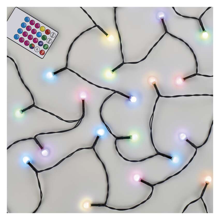 LED božična cherry veriga – kroglice, 10 m, RGB, upravljalnik, programi, časovnik