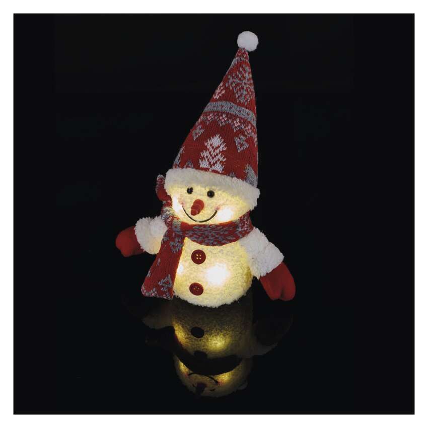 LED božični snežak svetleč, 25 cm, 3x AAA, notranja, topla bela