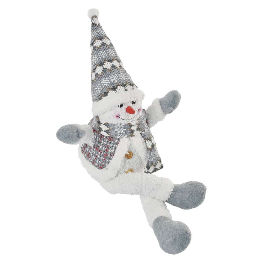 LED božični snežak sedeč, 31 cm, 3× AA, notranja, topla bela