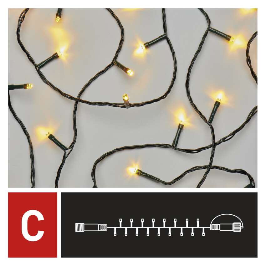 Standard LED povezovalna božična veriga, 10 m, zunanja in notranja, topla bela