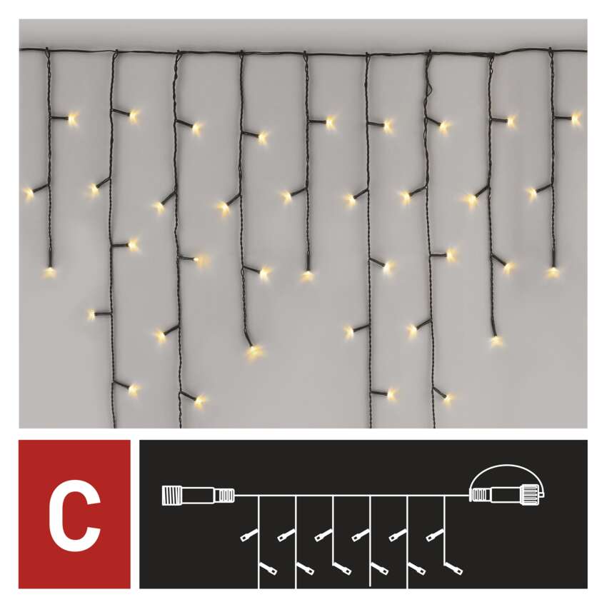 Standard LED povezovalna  božična veriga – ledene sveče, 2,5 m, zun., topla bela