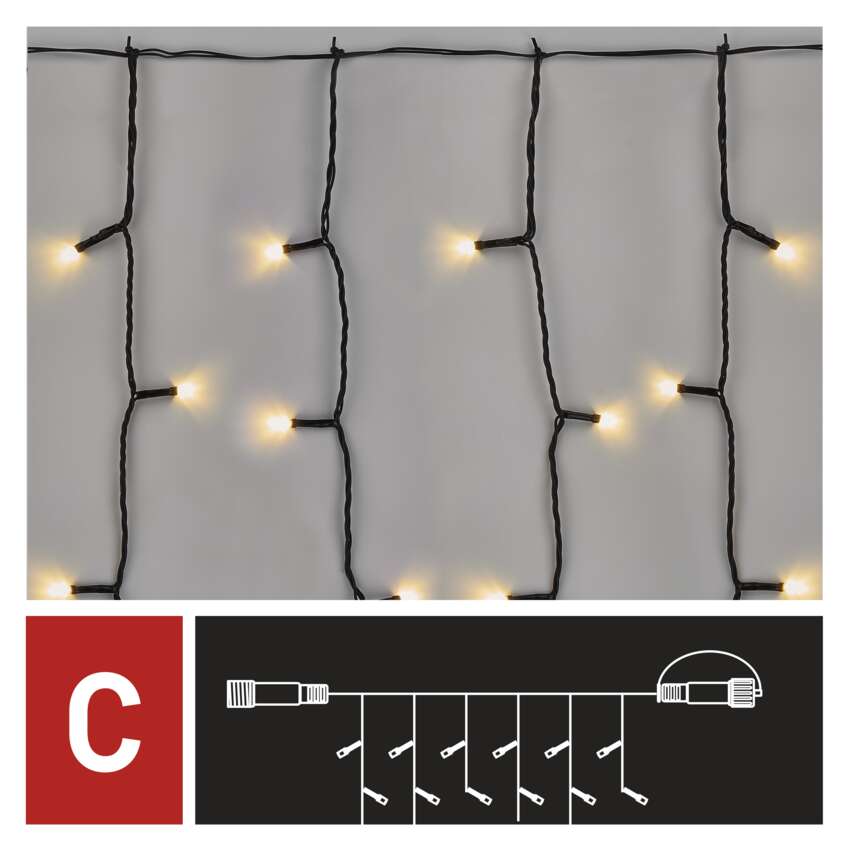 Standard LED povezovalna  božična veriga – zavesa, 1,1x2 m, zun., topla bela