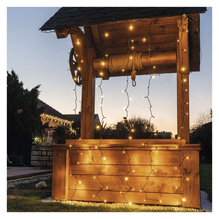 Standard LED povezovalna  božična veriga – zavesa, 1,1x2 m, zun., topla bela