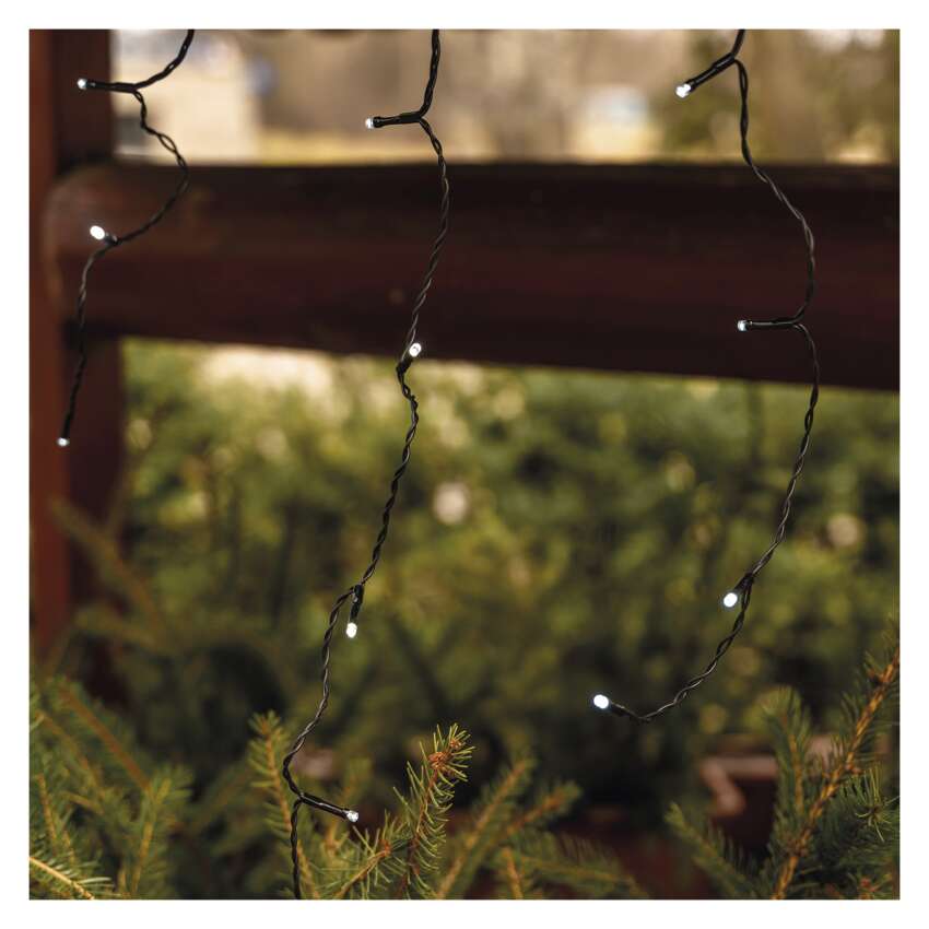 Standard LED povezovalna  božična veriga – ledene sveče, 2,5 m, zun., hl. bela